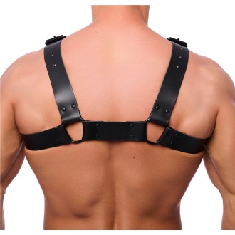Red Leather Bulldog Leather Harness Black