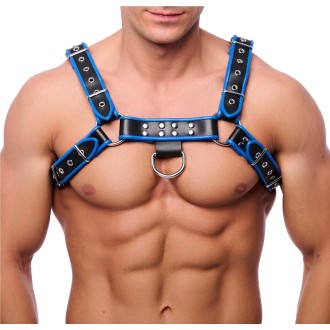 Red Leather Premium Leather Harness Black/Blue