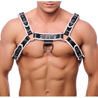 Red Leather Premium Leather Harness Black/White