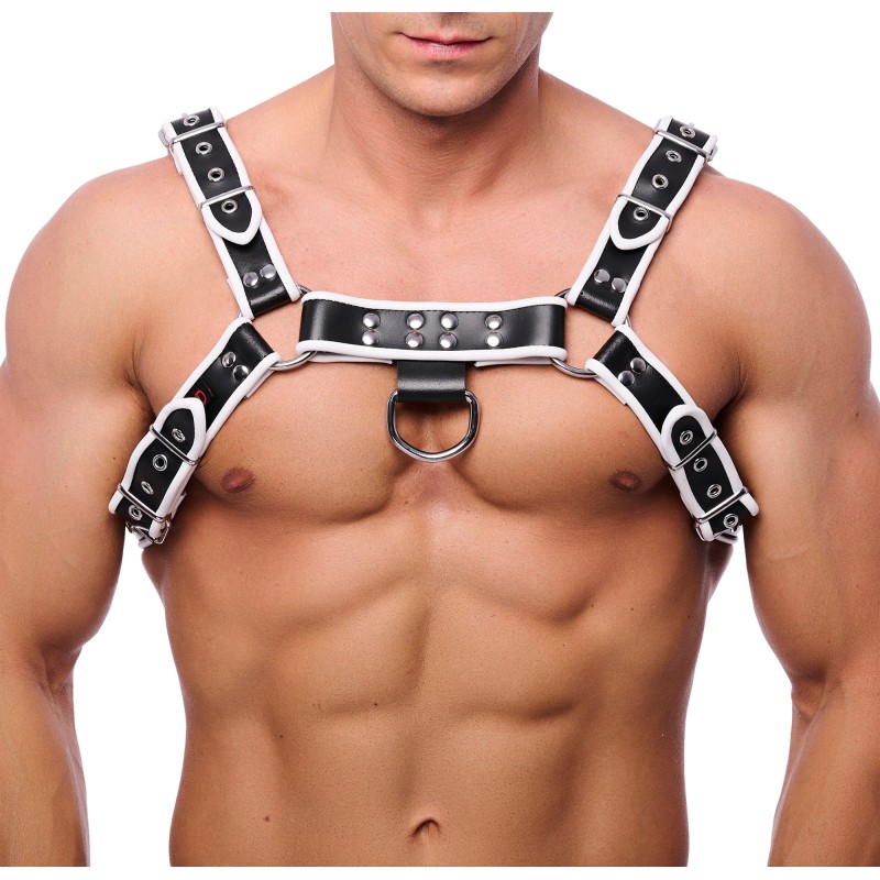 Red Leather Premium Leather Harness Black/White Red Leather Premium Leather Harness Black/White