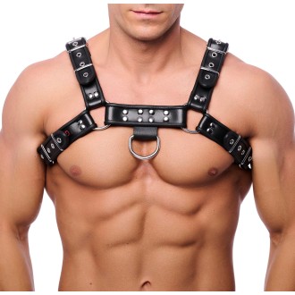 Red Leather Premium Leather Harness Black