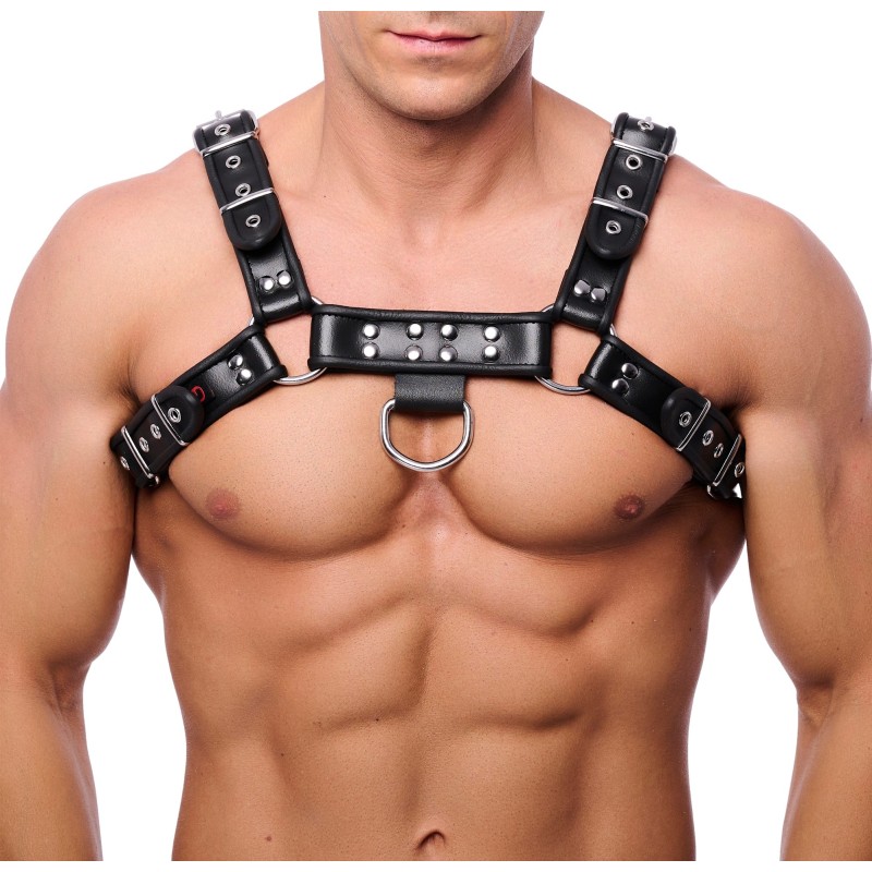 Red Leather Premium Leather Harness Black