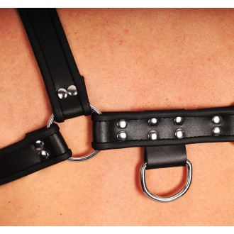 Red Leather Premium Leather Harness Black