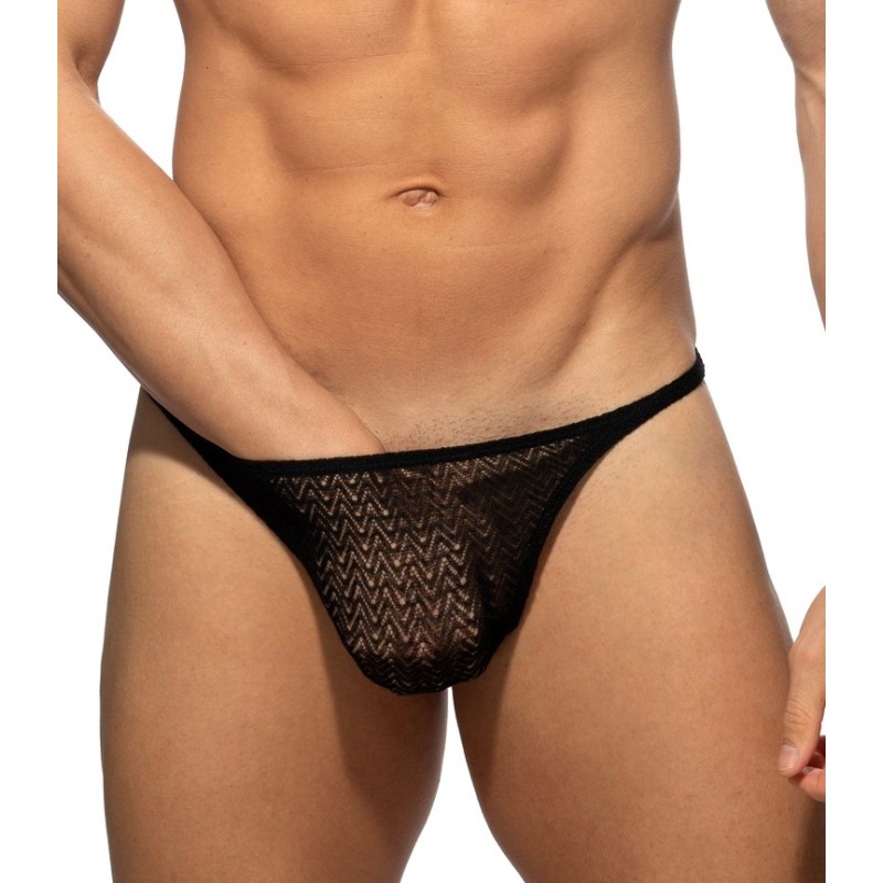 Addicted AD1460 Chevron Thong Black