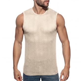 Addicted AD1434 Chevron Tank Top Beige