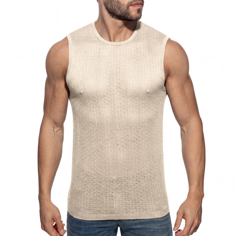 Addicted AD1434 Chevron Tank Top Beige