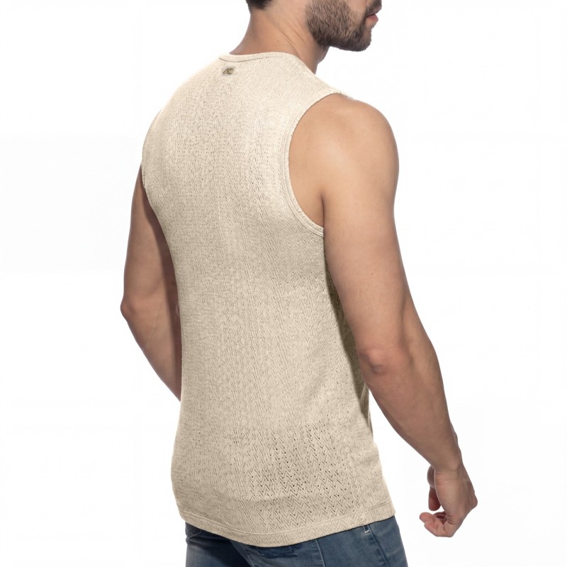 Addicted AD1434 Chevron Tank Top Beige