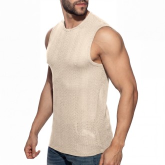 Addicted AD1434 Chevron Tank Top Beige