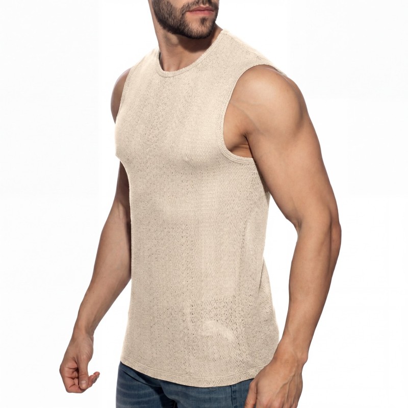 Addicted AD1434 Chevron Tank Top Beige