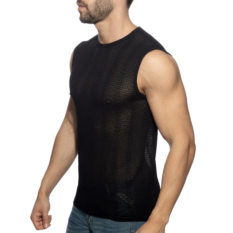 Addicted AD1434 Chevron Tank Top Black