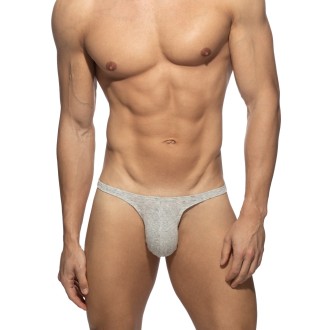 Addicted AD1481 Mock Ribs Mini Thong Heather Grey