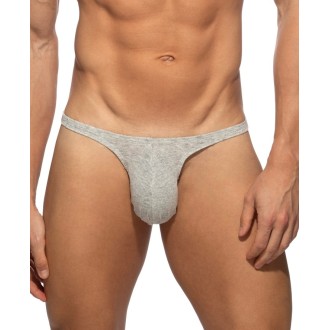 Addicted AD1481 Mock Ribs Mini Thong Heather Grey