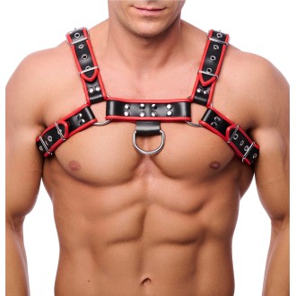 Red Leather Premium Leather Harness Black/Red