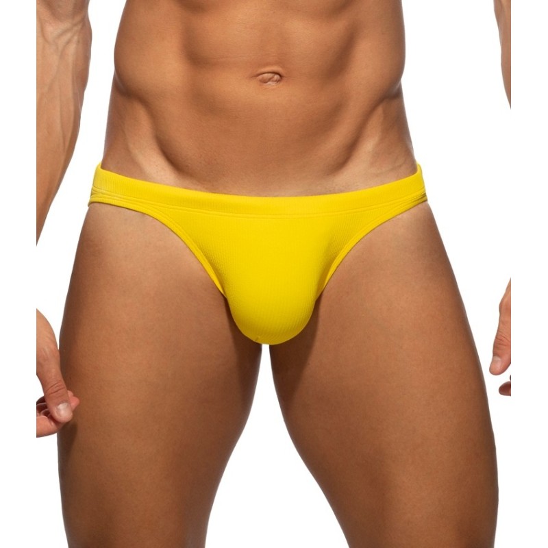 Addicted ADS385 Basic Rib Swim Bikini Brief Yellow