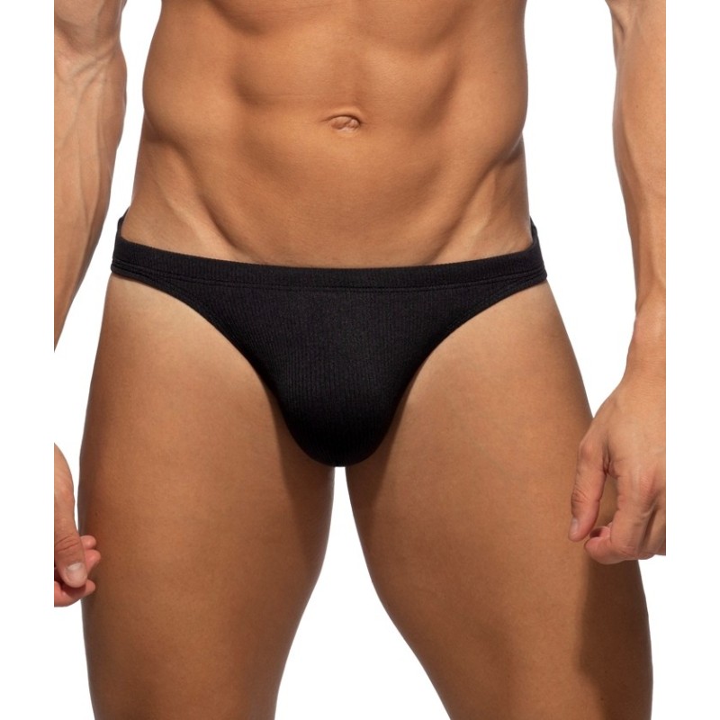 Addicted ADS385 Basic Rib Swim Bikini Brief Black