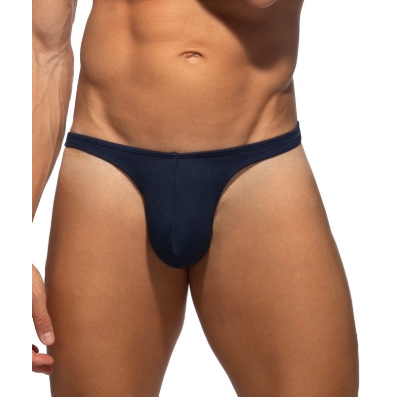Addicted ADS388 Basic Rib Swim Sexy Thong Navy