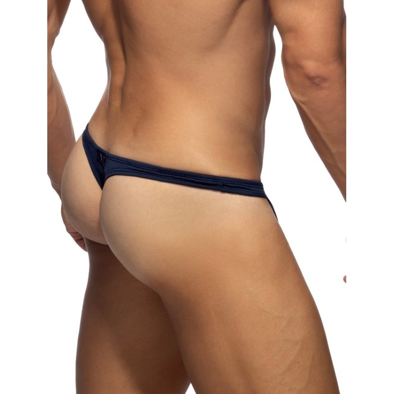 Addicted ADS388 Basic Rib Swim Sexy Thong Navy