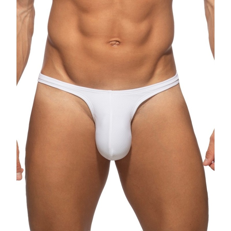 Addicted ADS388 Basic Rib Swim Sexy Thong White