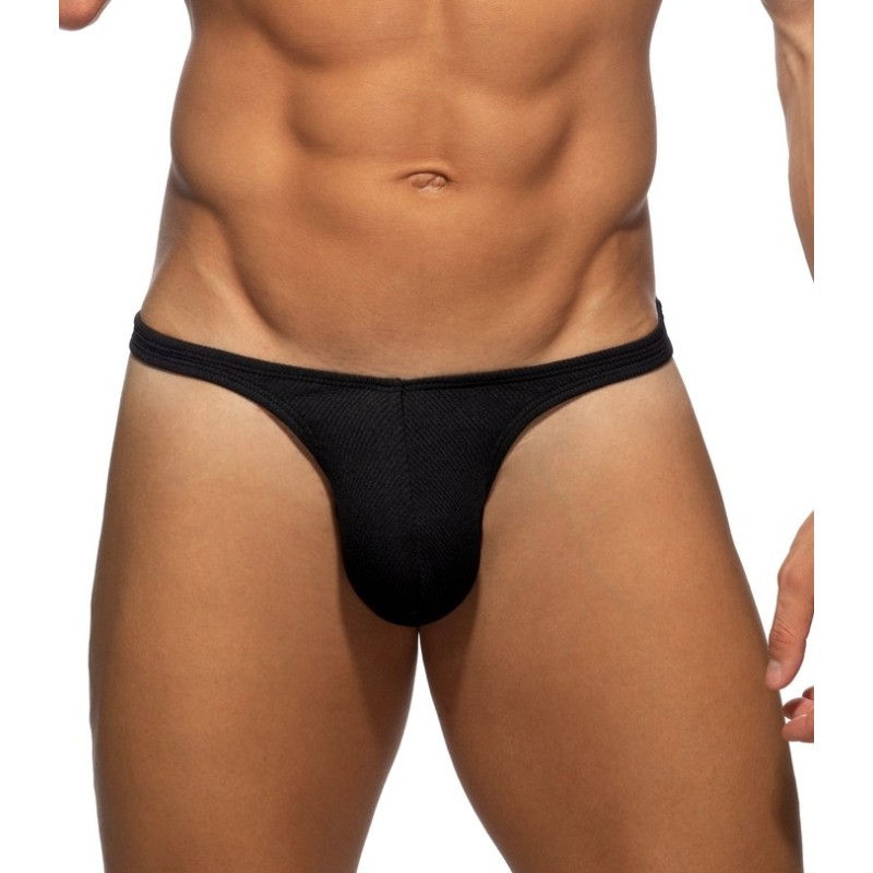 Addicted ADS388 Basic Rib Swim Sexy Thong Black