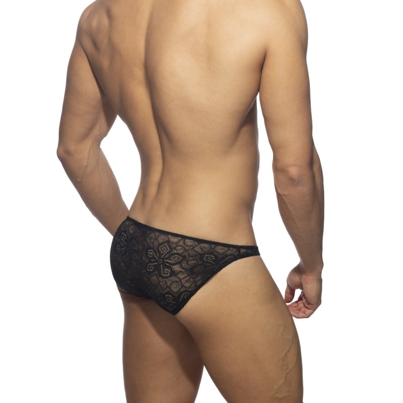 Addicted AD1078 Flowery Lace Bikini Brief Black