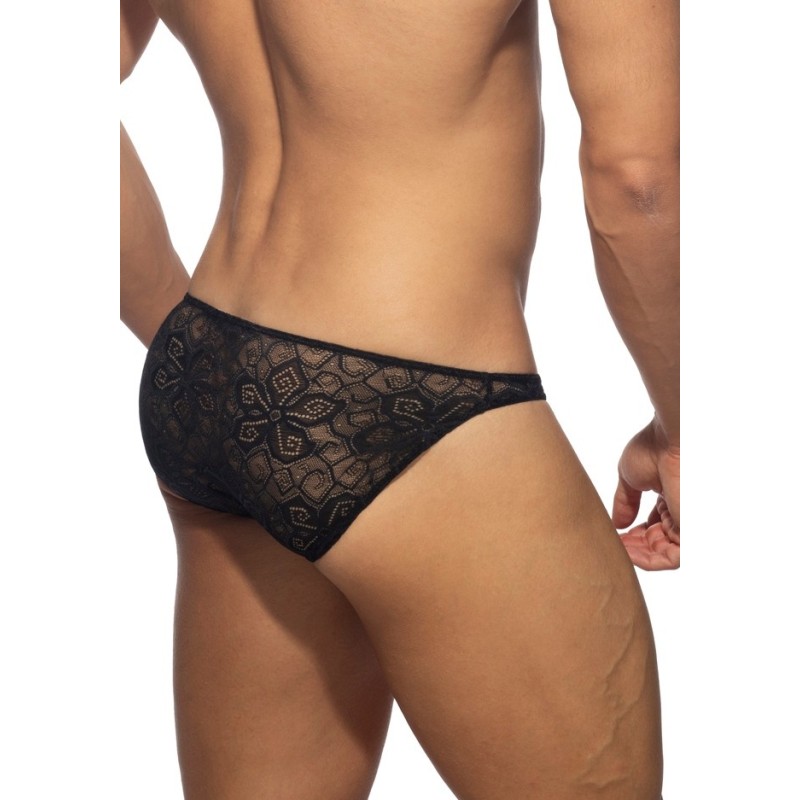 Addicted AD1078 Flowery Lace Bikini Brief Black