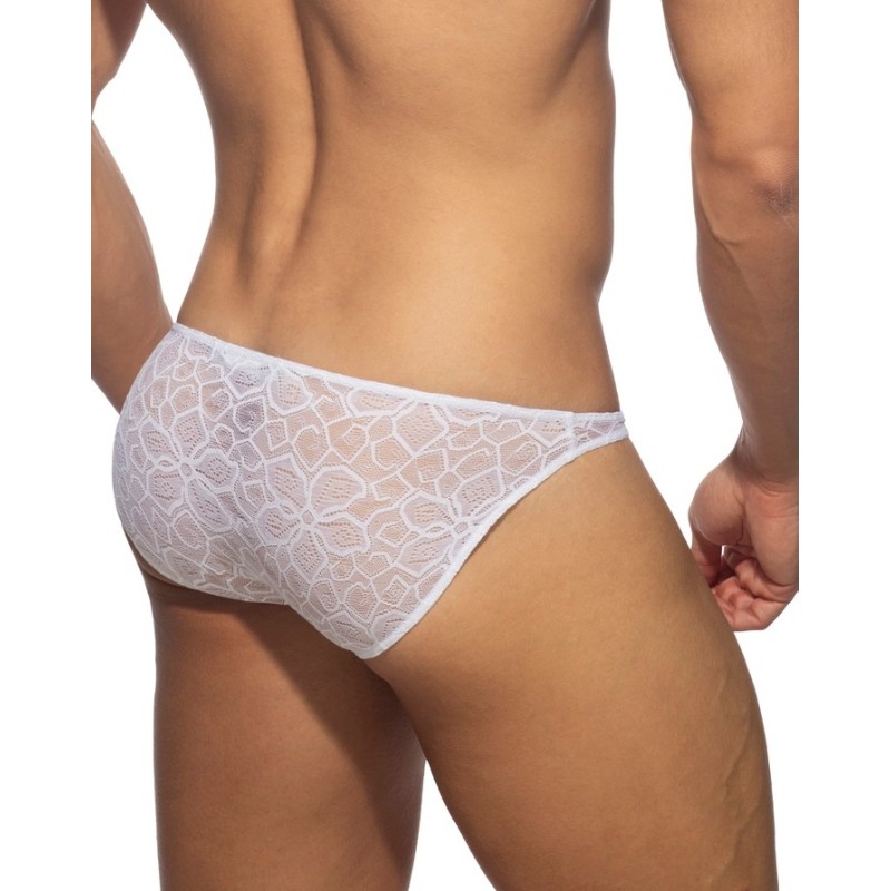 Addicted AD1078 Flowery Lace Bikini Brief White