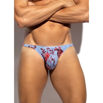 ES Collection UN686 Striped-Floral Bikini Brief Sky Blue