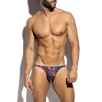 ES Collection UN686 Striped-Floral Bikini Brief Navy