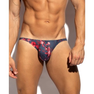 ES Collection UN686 Striped-Floral Bikini Brief Navy