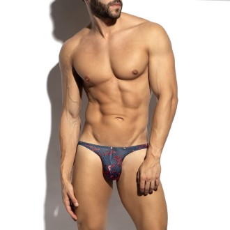 ES Collection UN687 Striped-Floral Mini Thong Navy