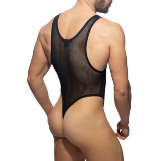 AD Fetish ADF151 Zip Mesh Bodysuit Thong Black
