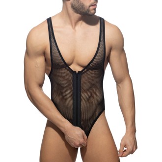 AD Fetish ADF156 Zip Mesh Bodysuit Black