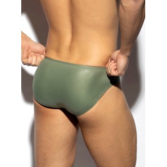 ES Collection UN554 Shiny Recycled Rib Bikini Kaki