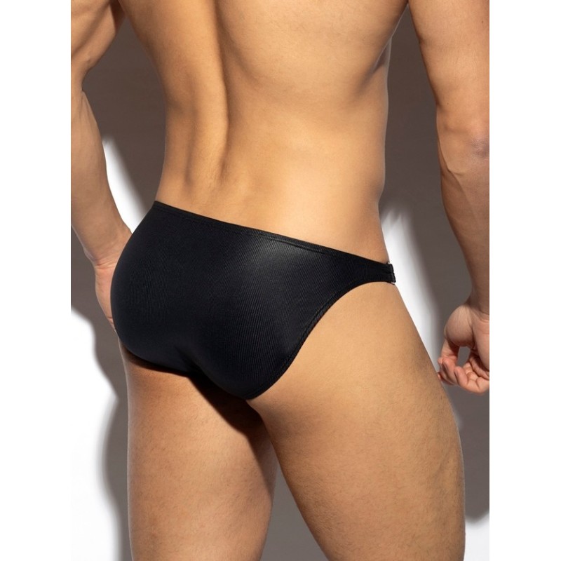 ES Collection UN554 Shiny Recycled Rib Bikini Black