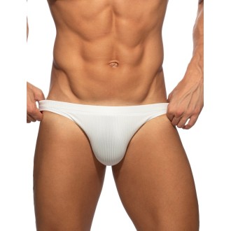 Addicted AD1517 B & W Rib Bikini Brief White