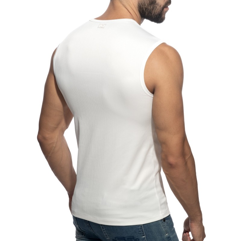 Addicted AD1516 B & W Rib Tank Top White