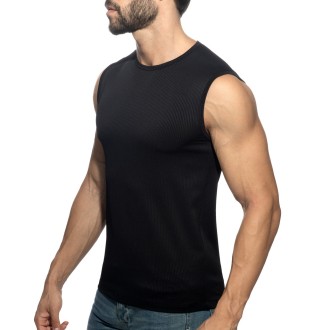 Addicted AD1516 B & W Rib Tank Top Black
