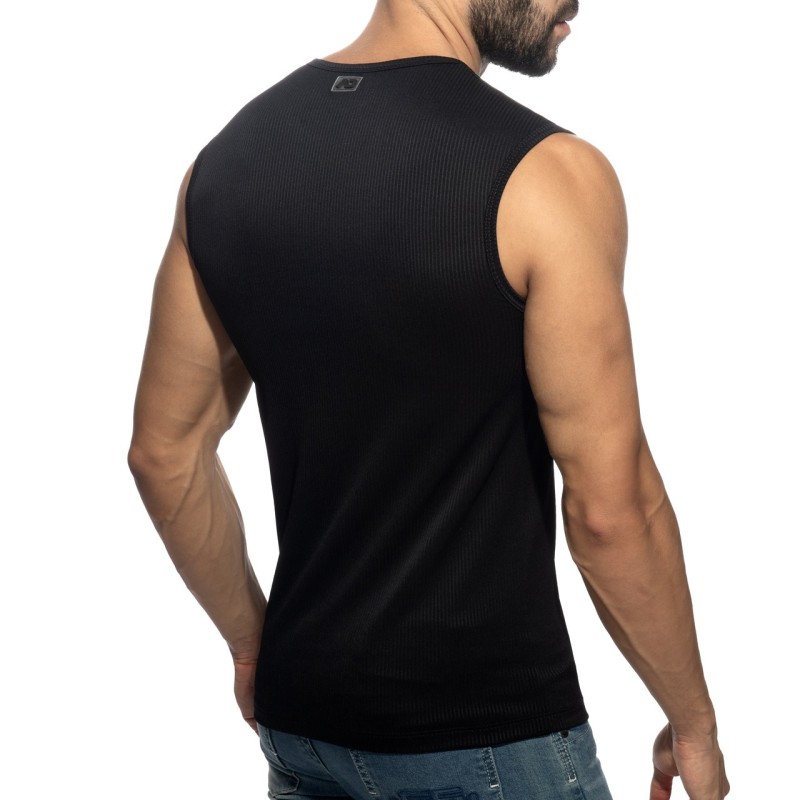 Addicted AD1516 B & W Rib Tank Top Black