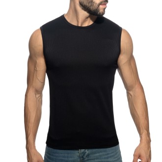 Addicted AD1516 B & W Rib Tank Top Black