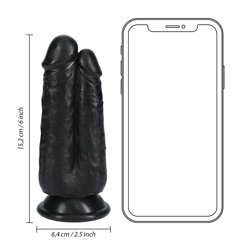 RealRock Two in One Dildo 5"/6" - 12,7/15,2 cm - Black