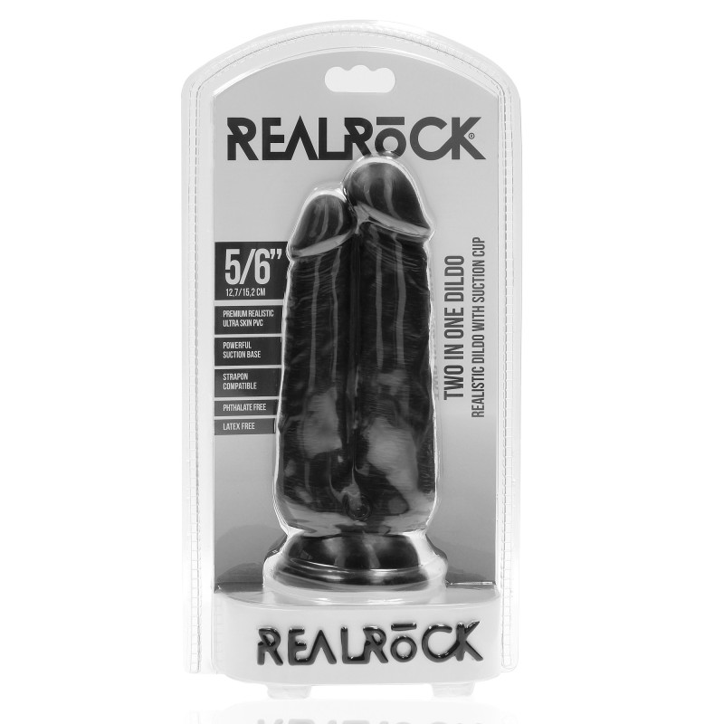 RealRock Two in One Dildo 5"/6" - 12,7/15,2 cm - Black
