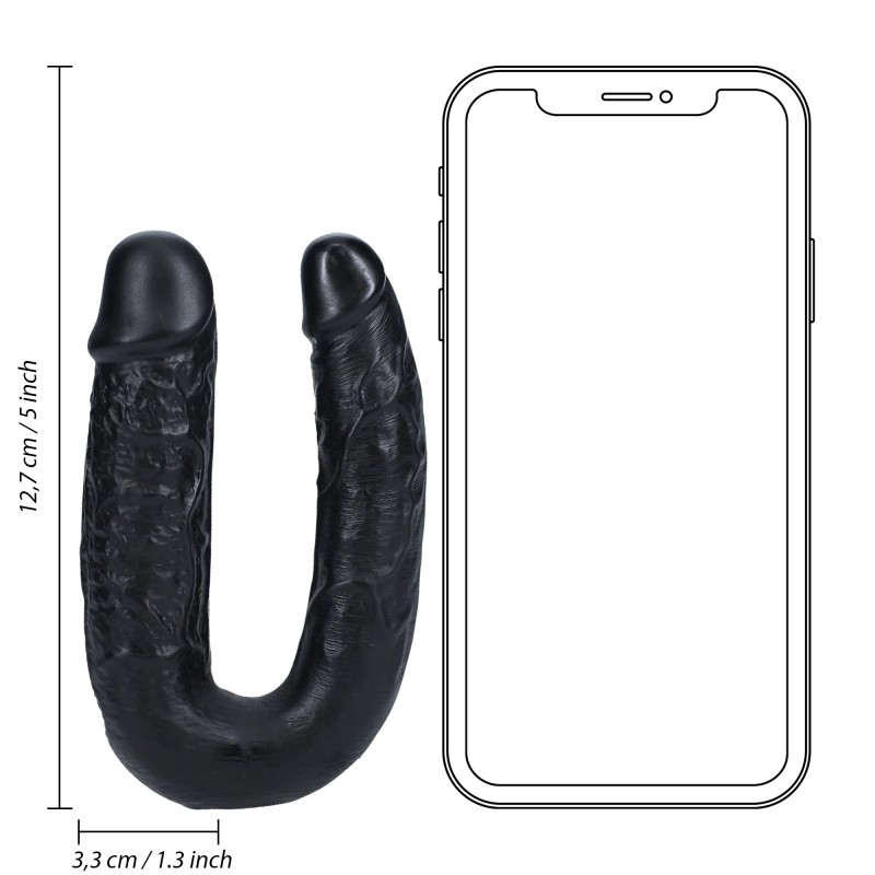 RealRock U Shaped Double Dildo 5" / 12,7 cm - Black