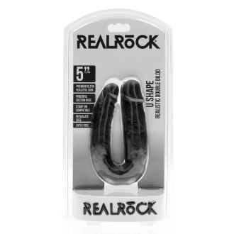 RealRock U Shaped Double Dildo 5" / 12,7 cm - Black