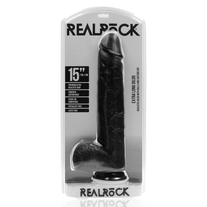 RealRock Extra Large Straight with Balls 15" / 38 cm - Black