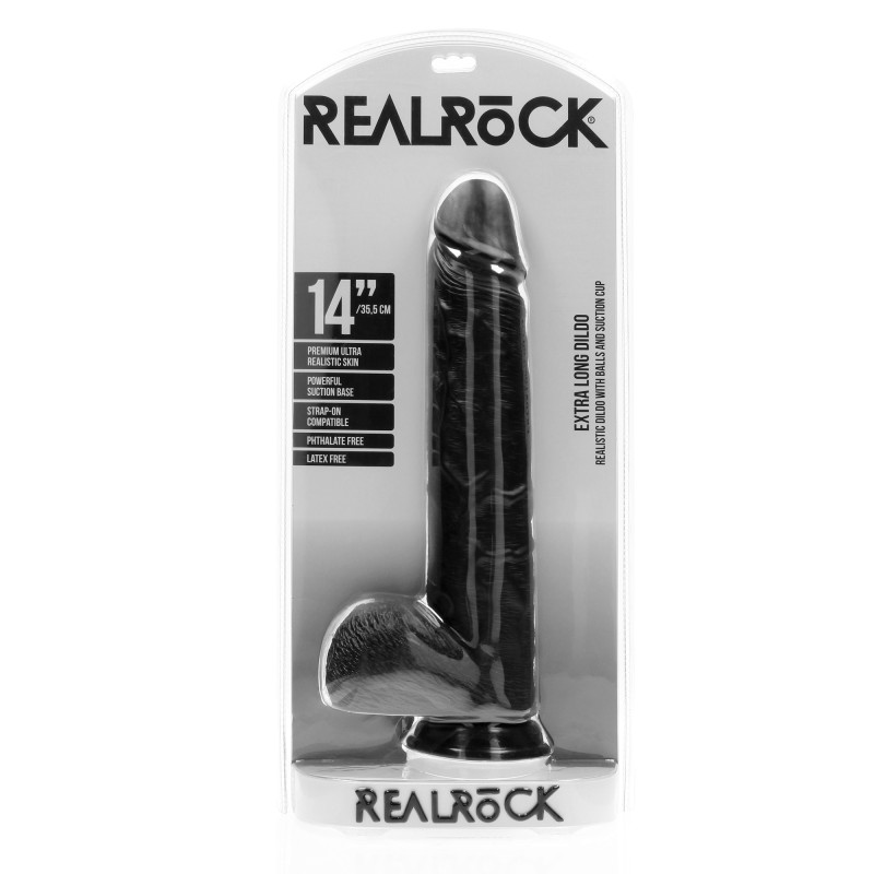 RealRock Extra Large Straight with Balls 14" / 35,5 cm - Black