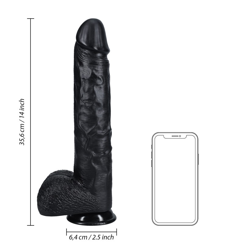 RealRock Extra Large Straight with Balls 14" / 35,5 cm - Black