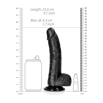 RealRock Curved Realistic Dildo with Balls and Suction Cup - 8" / 20,5 cm