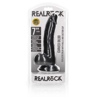 RealRock Curved Realistic Dildo with Balls and Suction Cup - 7" / 18 cm