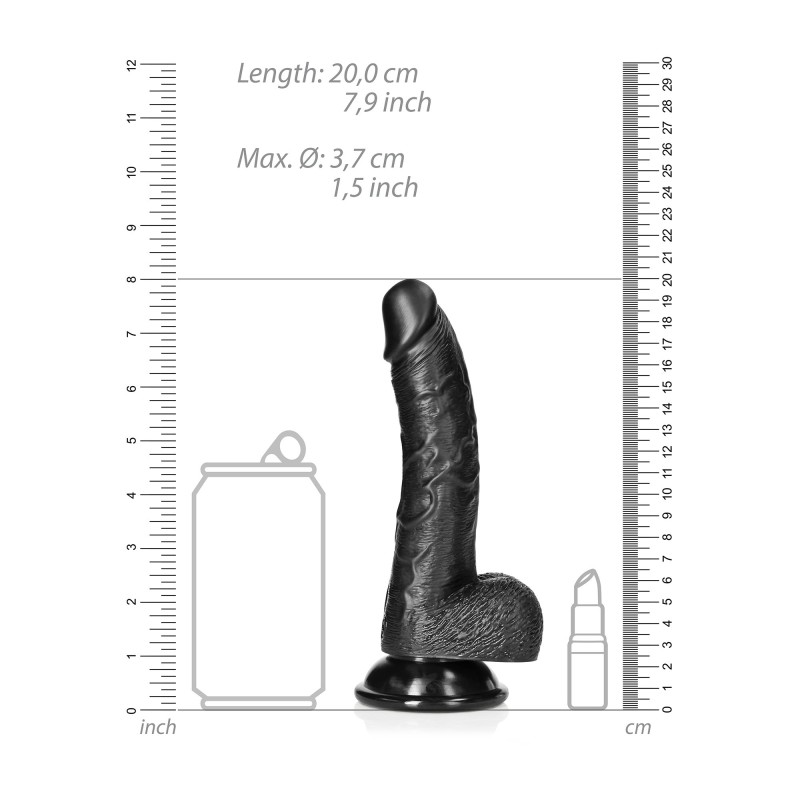 RealRock Curved Realistic Dildo with Balls and Suction Cup - 7" / 18 cm
