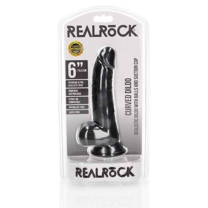 RealRock Curved Realistic Dildo with Balls and Suction Cup - 6" / 15,5 cm